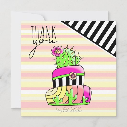 "Thank You" Neon Cactus Invitation Bedankkaart (Voorkant)