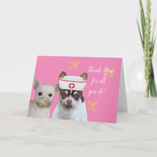 Thank you Nurse Chihuahua greeting card Kaart