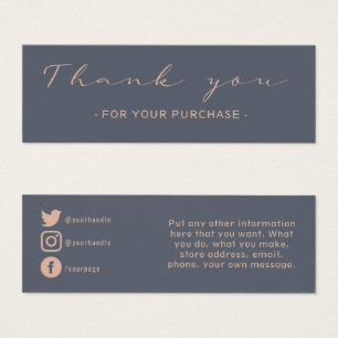 Thank you order, rustic social media insert card