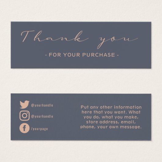 Thank you order, rustic social media insert card (Devant & derrière)