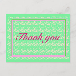 Thank you ~ribbon heart light green~ briefkaart