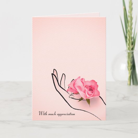 thank you rose in hand kaart (Voorkant)