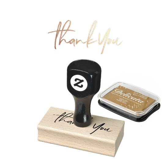 Thank You Script | Elegant metalen goudinkt Rubberstempel