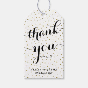 Thank You Script Gold Polka Dots Patroon Cadeaulabel