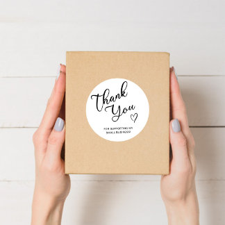 Thank You Script Hart Kleine Zakelijke Ronde Sticker