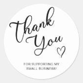 Thank You Script Hart Kleine Zakelijke Ronde Sticker (Voorkant)
