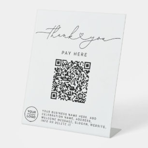 Thank You Script Hart Scan Me QR Code Logo Reclamebord Met Voetstuk