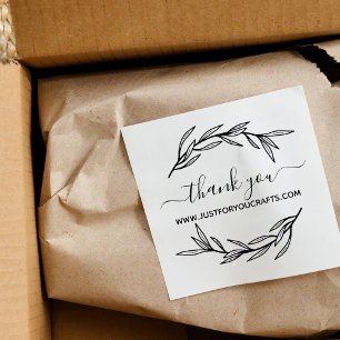 Thank You Script Website Laurel Leaf Rubberstempel