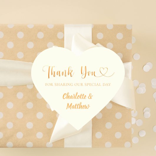 Thank you sharing our day ivory gold wedding hart sticker