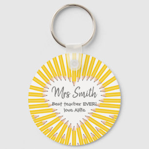 Thank you teacher big heart yellow pencil gift sleutelhanger
