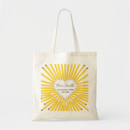 Thank you teacher big heart yellow pencil gift tote bag