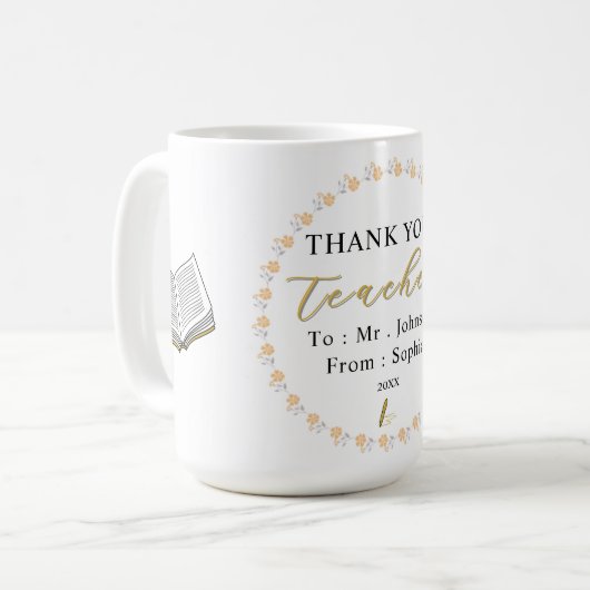 Thank You Teacher – Custom Name Mug Gift (Devant gauche)