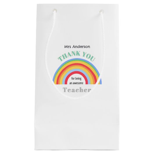 Thank You Teacher Rainbow Personalized Klein Cadeauzakje (Voorkant)