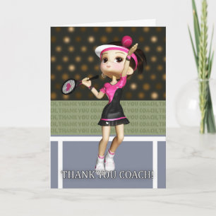 Thank You Tennis Coach Greeting Card Bedankkaart