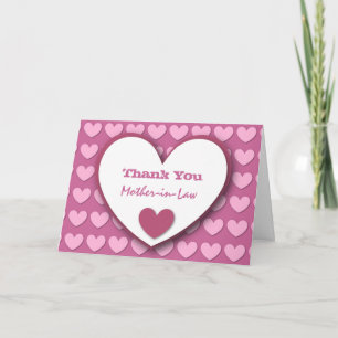 THANK YOU to my Mother-in-Law PINK HEARTS V01 Bedankkaart