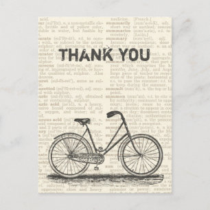Thank You Vintage Bicycle Brown Dictionary Page Briefkaart