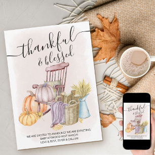 Thankful and Bless Country Pumpkin Zwangerschap Aankondiging