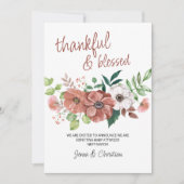 Thankful and Blessed Autumn Flowers Zwangerschap Aankondiging (Voorkant)