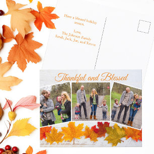 Thankful Blessed Family Photo Collage Thanksgiving Briefkaart