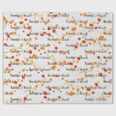 Thankful & Blessed Text With Autumn Leaves Cadeaupapier (Vlak)