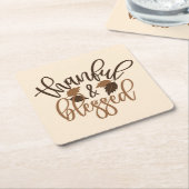 Thankful & Blessed Vierkante Kartonnen Onderzetter (Schuin)