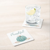 "Thankful Blue Pumpkin" Vierkante Kartonnen Onderzetter (Insitu)