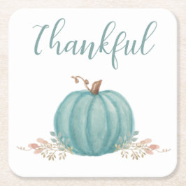 "Thankful Blue Pumpkin" Vierkante Kartonnen Onderzetter