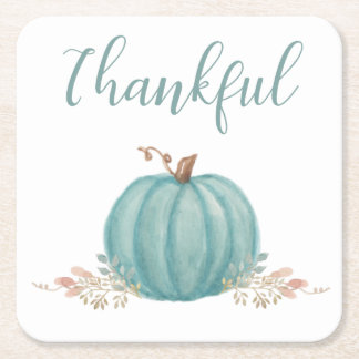 "Thankful Blue Pumpkin" Vierkante Kartonnen Onderzetter