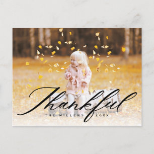 Thankful Calligraphy Volledige foto-Thanksgiving Feestdagenkaart