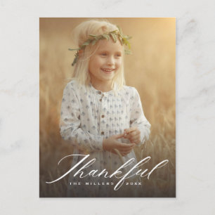 Thankful Calligraphy Volledige foto-Thanksgiving Feestdagenkaart