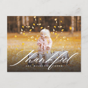Thankful Calligraphy Volledige foto-Thanksgiving Feestdagenkaart