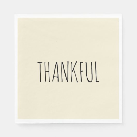THANKFUL Cream & Black Thanksgiving Diner Servet (Voorkant)
