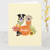 Thankful Dogs Thanksgiving Harvest Pumpkins Kaart (Gele Bloem)