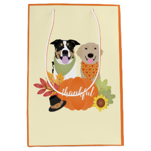 Thankful Dogs Thanksgiving Harvest Pumpkins Medium Cadeauzakje