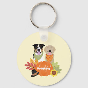 Thankful Dogs Thanksgiving Harvest Pumpkins Sleutelhanger