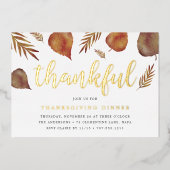 Thankful Foliage | Thanksgiving diner Folie Uitnodiging (Voorkant)