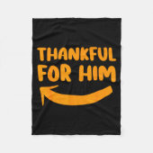 Thankful For Him Her Thanksgiving Matching Couples Fleece Deken (Voorkant)