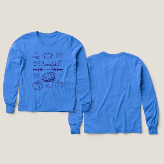 Thankful for Kids Thanksgiving Gratitude T-shirt (Voorkant /achterkant)