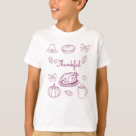 Thankful for Kids Thanksgiving Gratitude T-shirt (Voorkant)