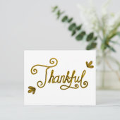 Thankful gold lettering briefkaart (Staand voorkant)