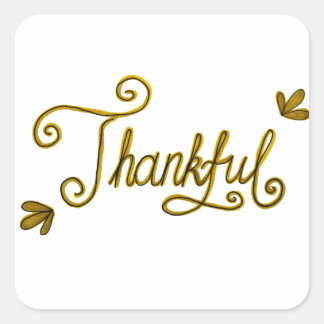 Thankful gold lettering vierkante sticker