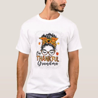 Thankful Grandma Messy Bun T-shirt