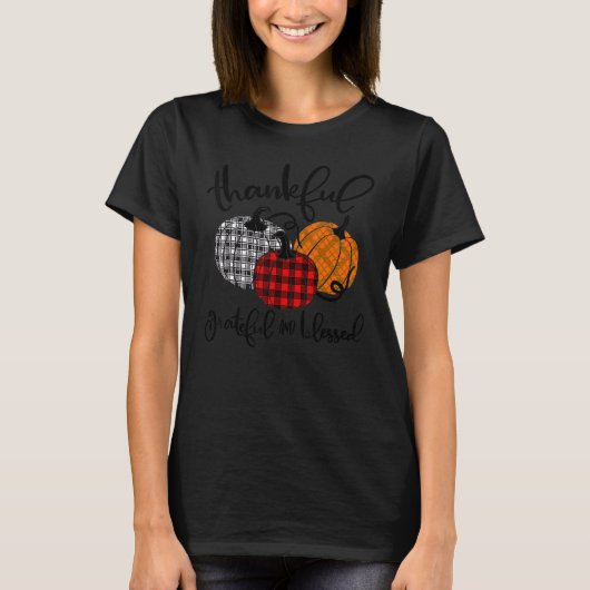 Thankful Grateful And Blessed Pumpkin Fall Leopard T-shirt (Voorkant)