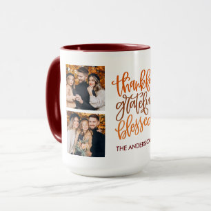 Thankful Grateful Blessed 4 Foto Name Coffee Mok