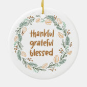 Thankful Grateful Blessed Autumn Wreath Keramisch Ornament (Achterkant)