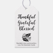 Thankful Grateful Blessed black custom script Cadeaulabel (Voorkant)