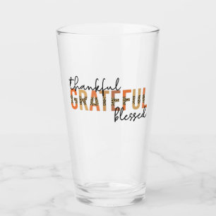 Thankful Grateful Blessed Cheetah Print Typografie Glas