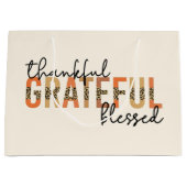 Thankful Grateful Blessed Cheetah Print Typografie Groot Cadeauzakje (Voorkant)
