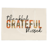 Thankful Grateful Blessed Cheetah Print Typografie Groot Cadeauzakje (Achterkant)