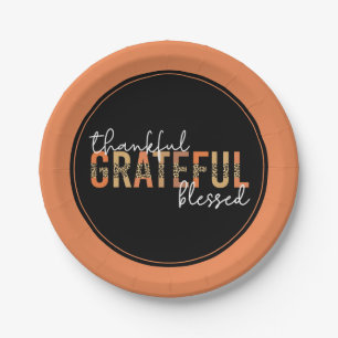 Thankful Grateful Blessed Cheetah Print Typografie Papieren Bordje